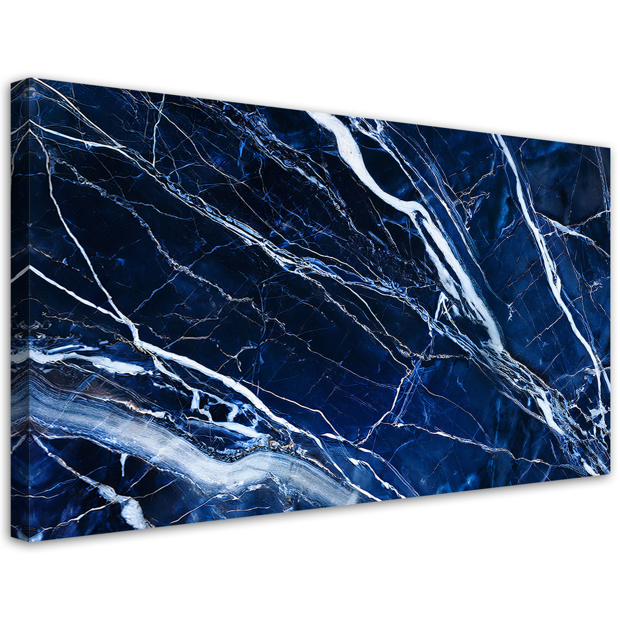 Feeby Obraz na płótnie, Niebieski Biały Marmur Tekstura 120x60