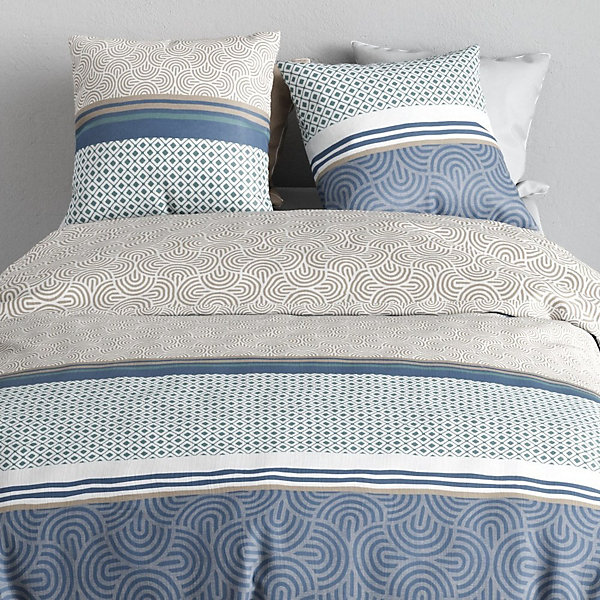 Housse de couette 240x220   2 taies en coton 57 fils