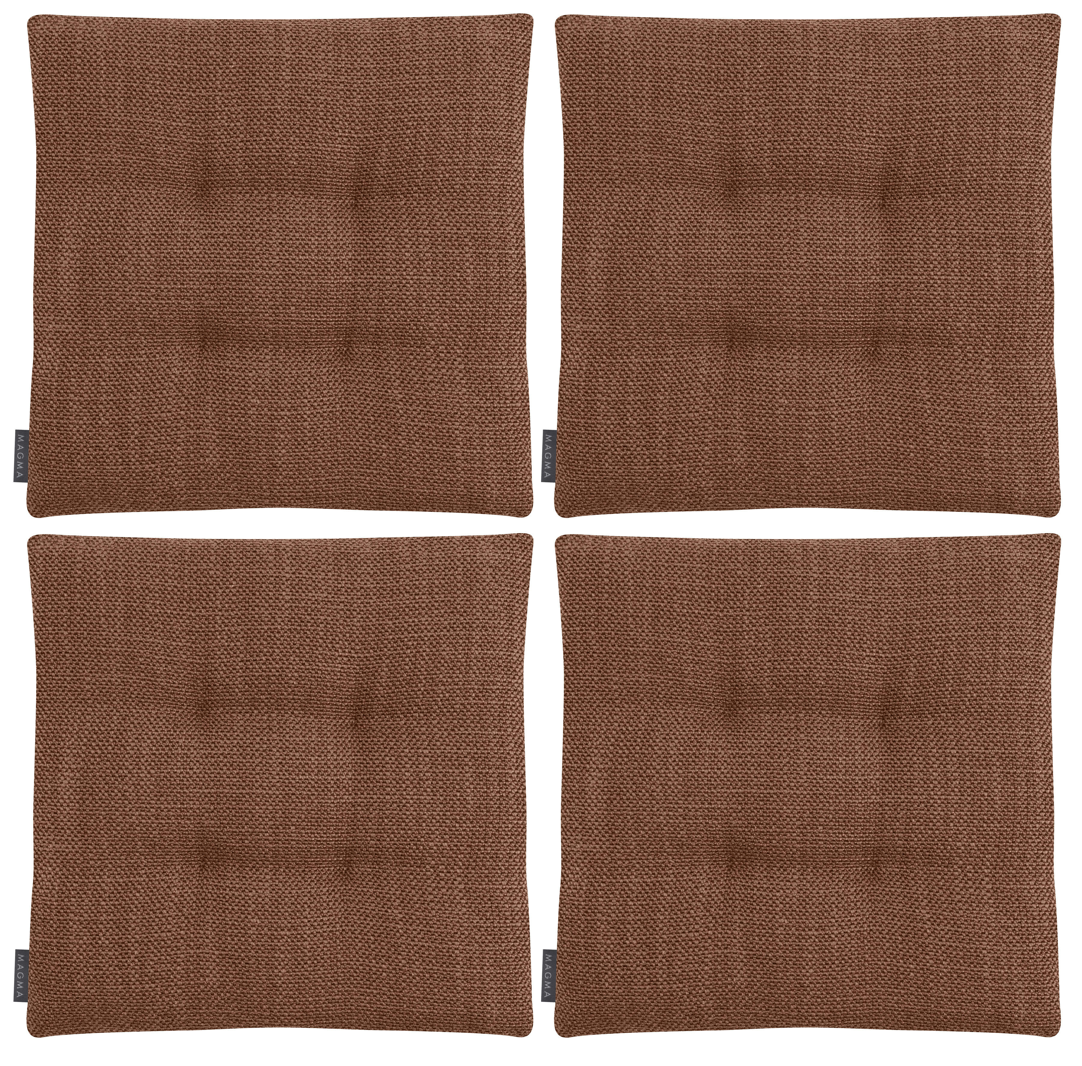 AUSTIN - Galettes de chaises carrées brique bi-matière-Lot de 4 -42x42cm