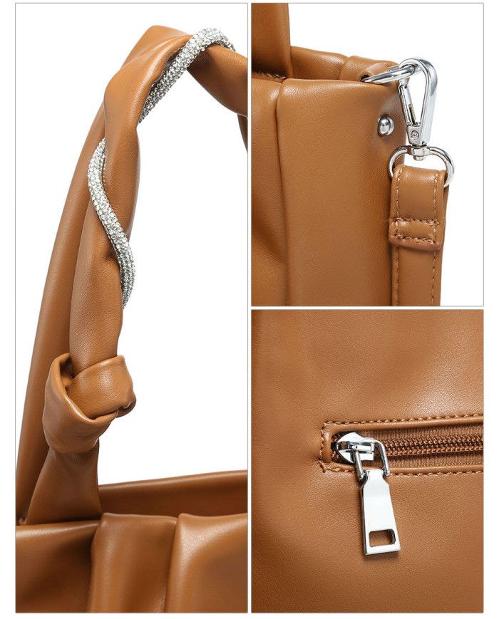 JFY Jfy Pleated Top Handle Zip Closure Tote Bag