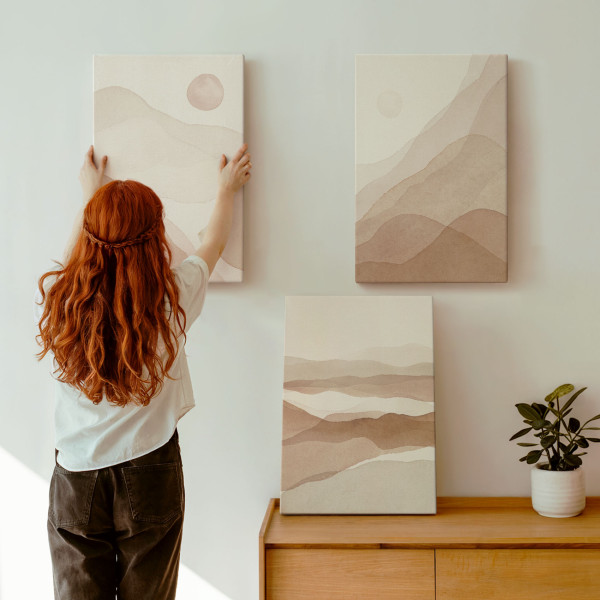 Obraz canvas 3 częściowy Beżowe pejzaże | 3x40x60 | Wallfluent