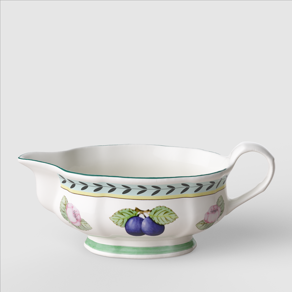 French Garden Gravy boat - Multi-colored, Premium Porcelain