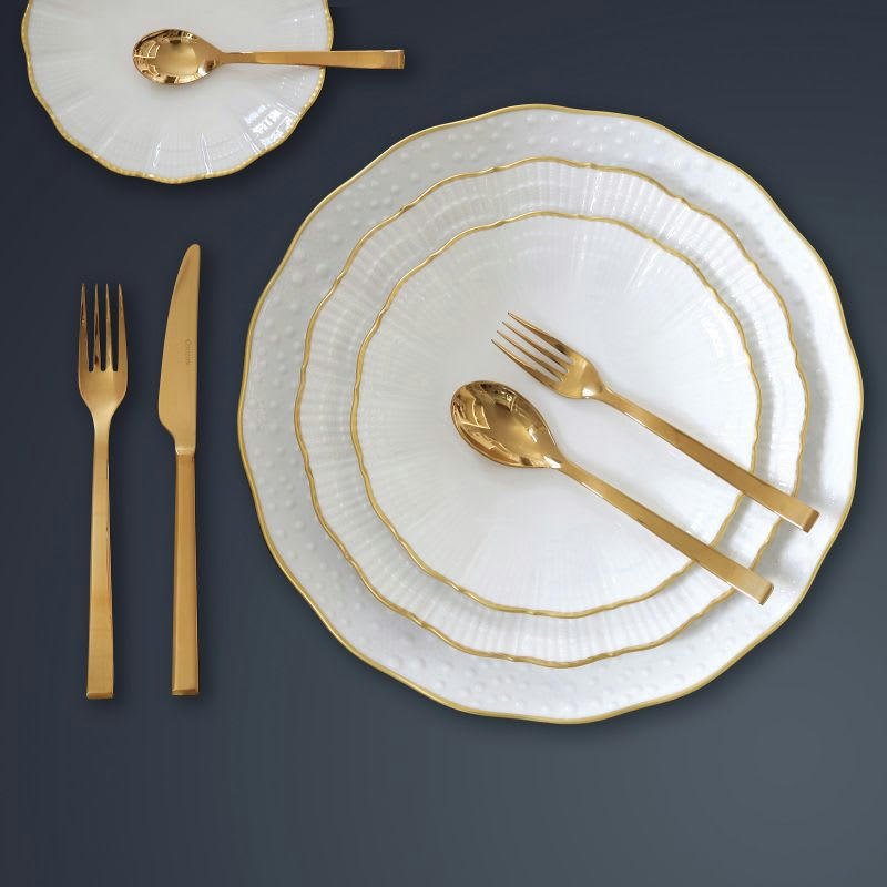 SIDE - Ménagère 24 couverts en Acier Inoxydable + PVD Doré