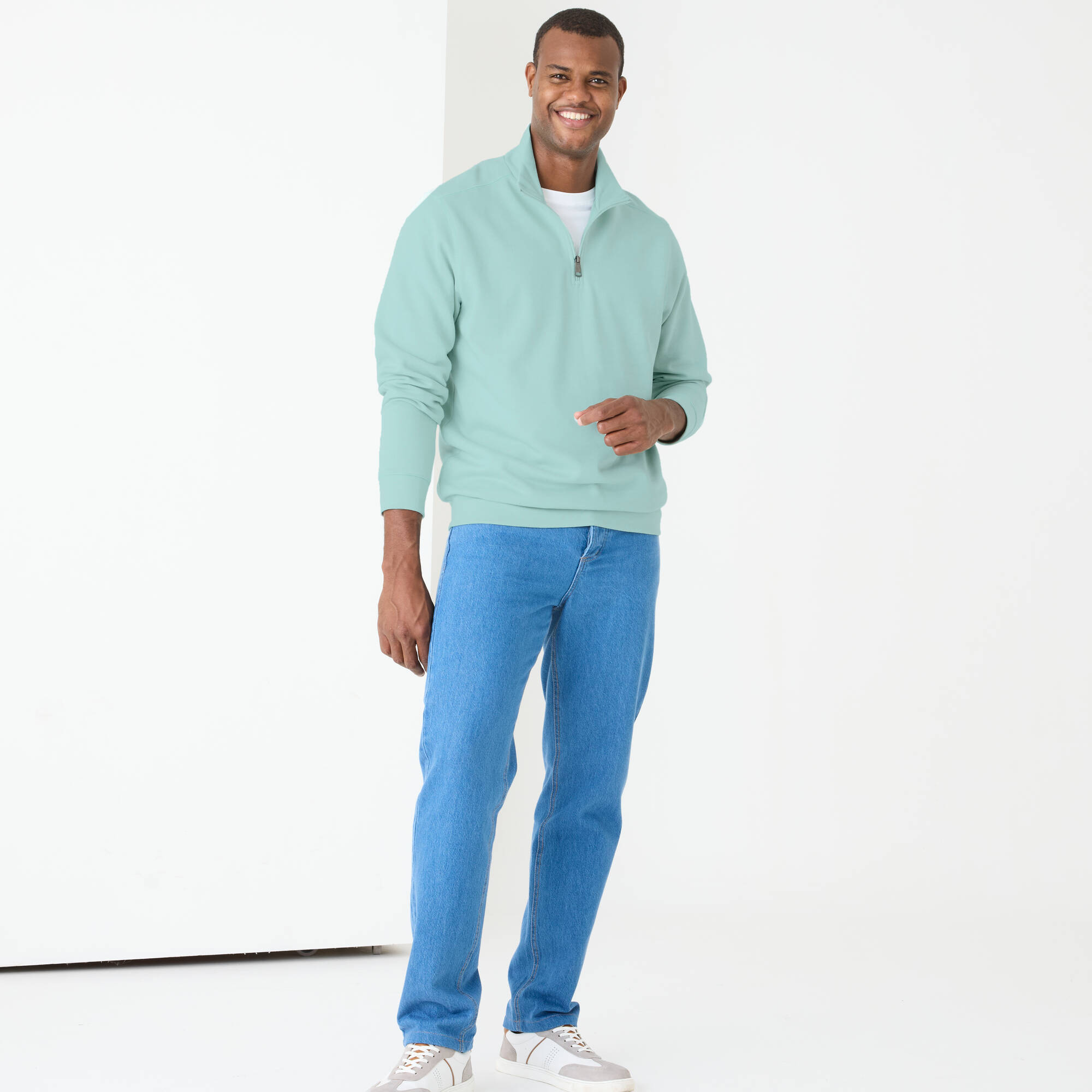 Sweat molleton col camionneur zippé