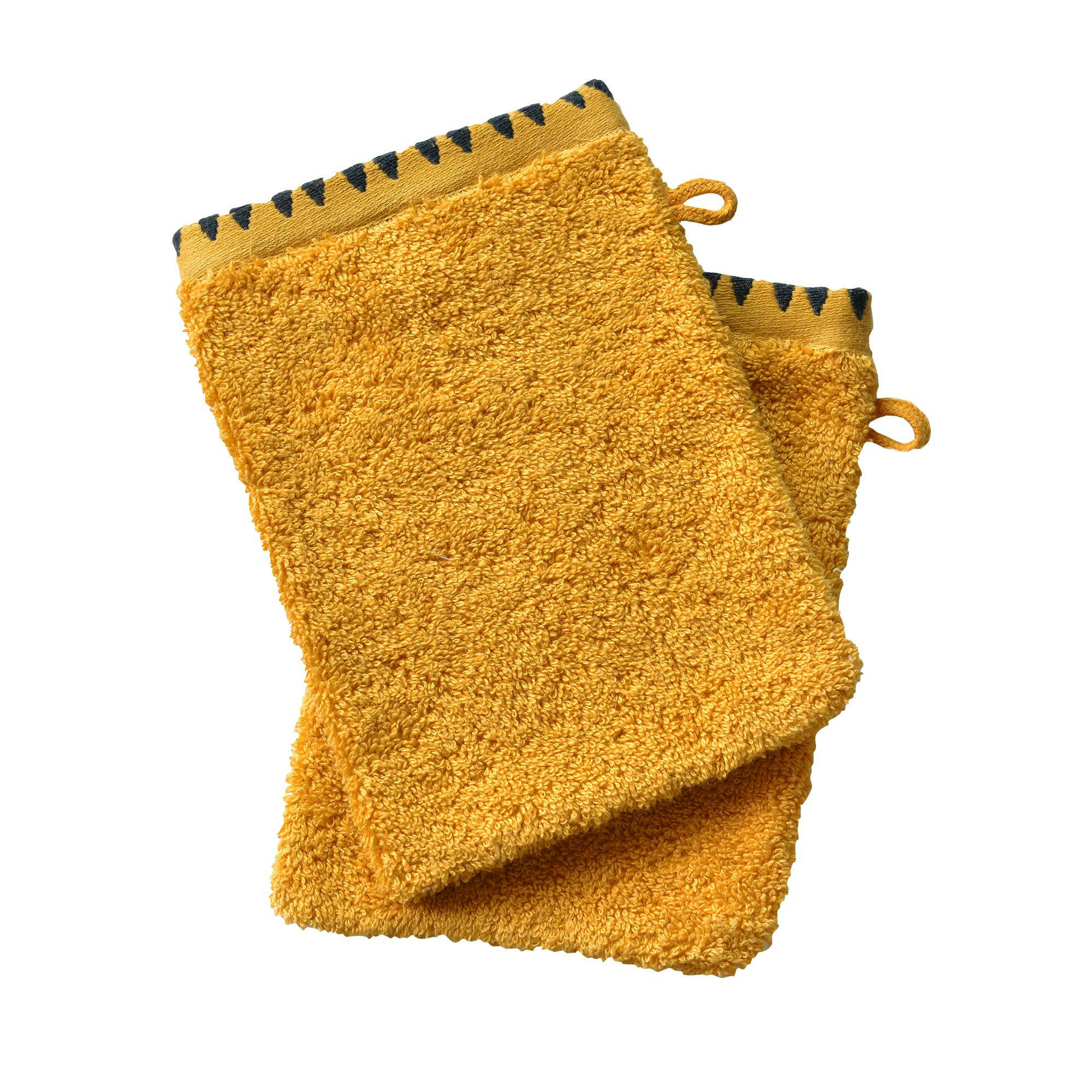 MEXIQUE - Lot de 2 gants de toilette 15x20 jaune en coton
