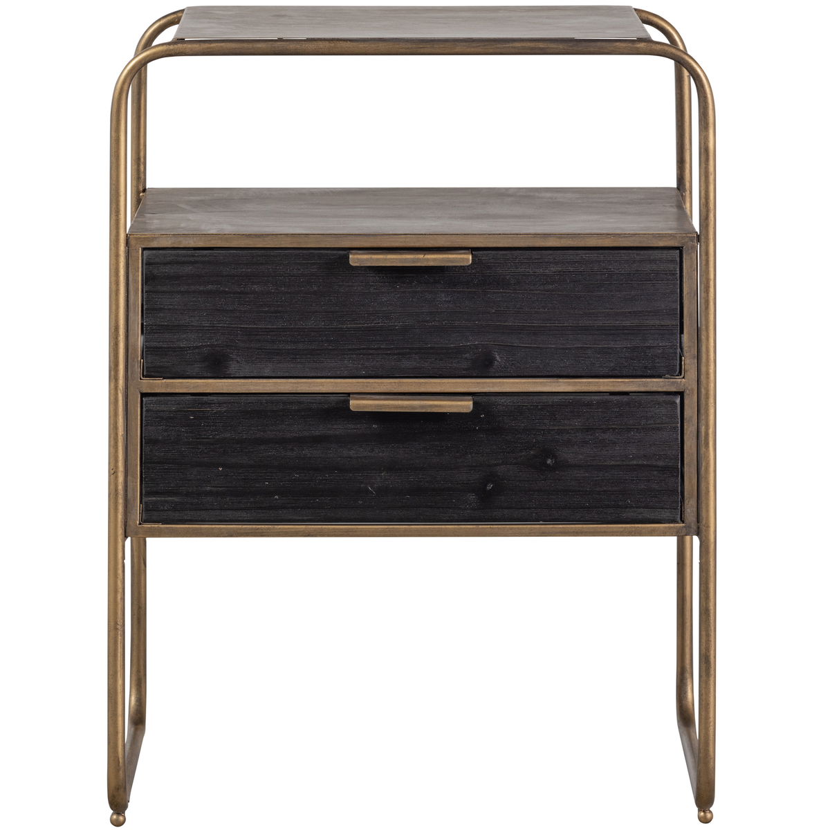 WOOOD nachtkastje Polite - Metaal/hout - Antique Brass - 62x45x38