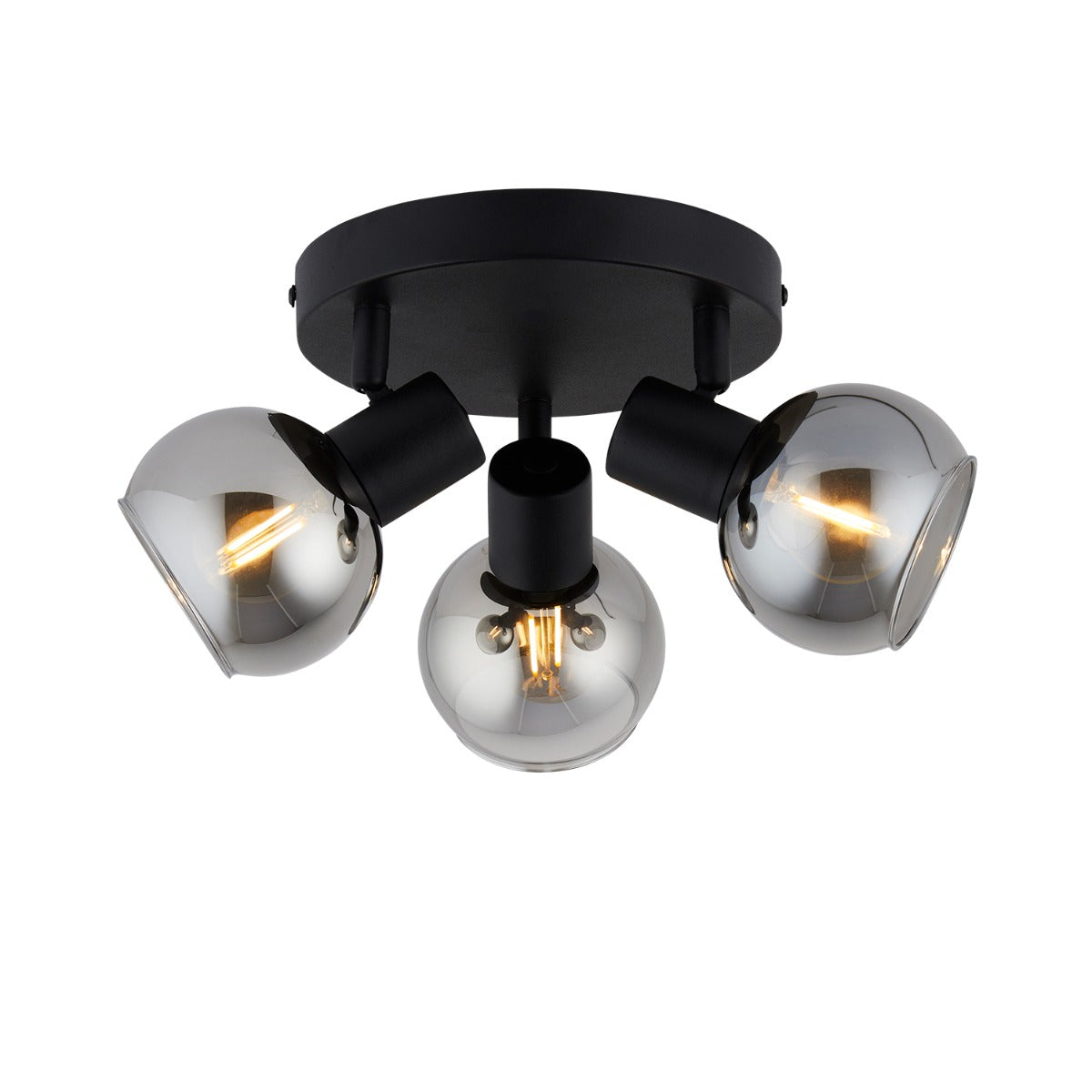 Lighto | Plafondspot zwart met smoke glas 3-lichts | Juna