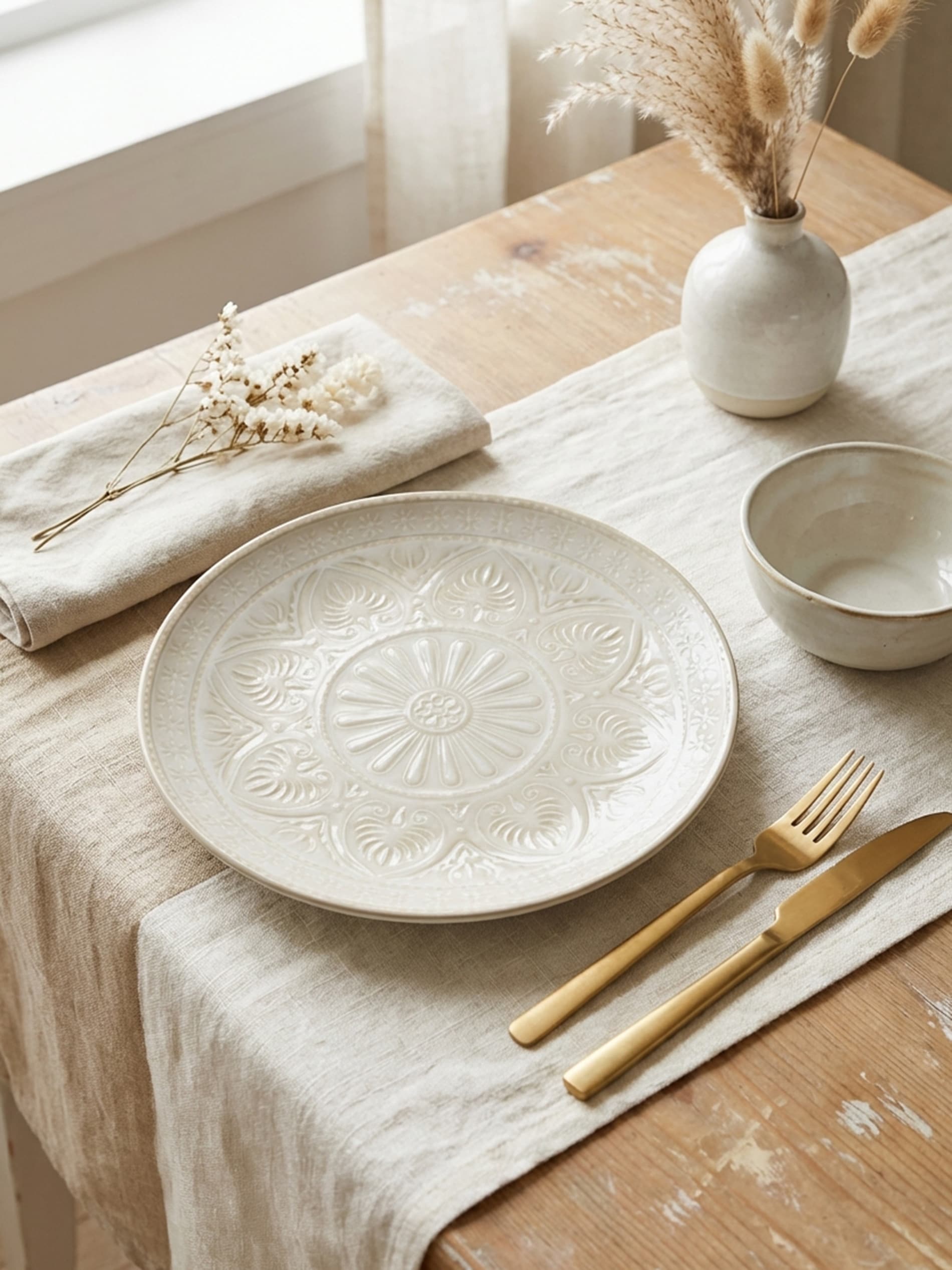 Ceramiczny talerz z tłoczonym wzorem