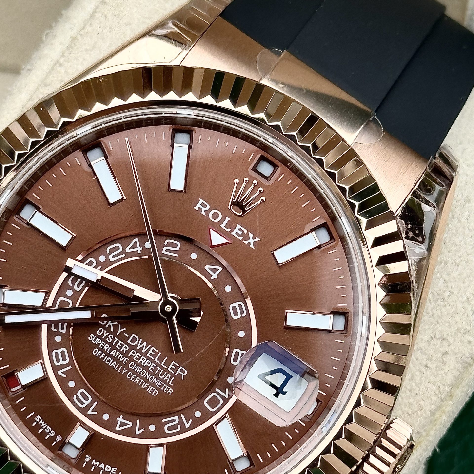 Rolex Sky-Dweller 336235 RG Plated Chocolate Dial 42mm Oysterflex AAA Replica