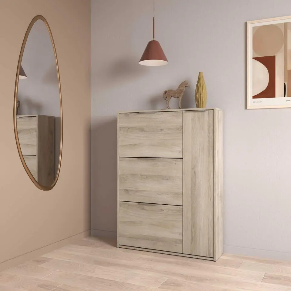 Schoenenkast Spectre - 91x26x123cm - 4 deuren - eikdecor