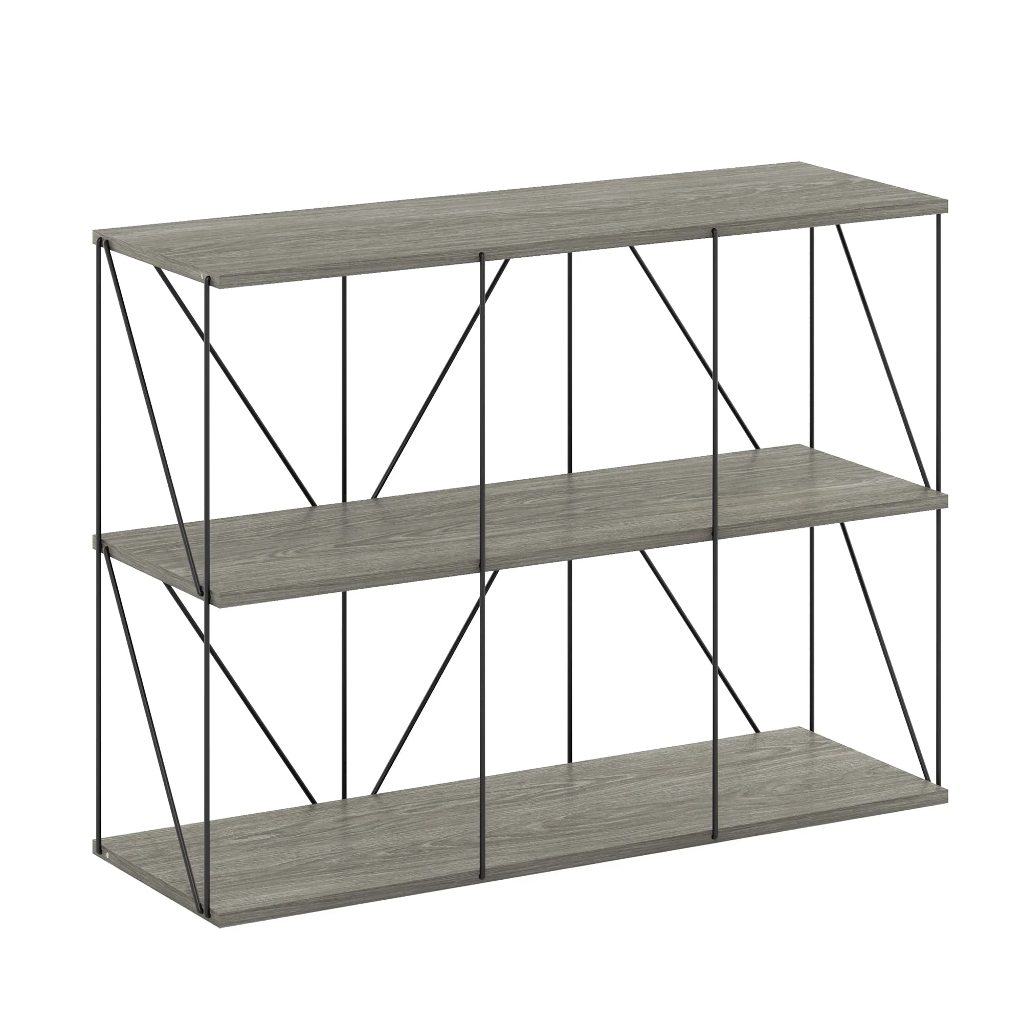 Furinno Rata 3 x 2 Industrial Multipurpose Flat Base Shelf Display Rack with Metal Frame