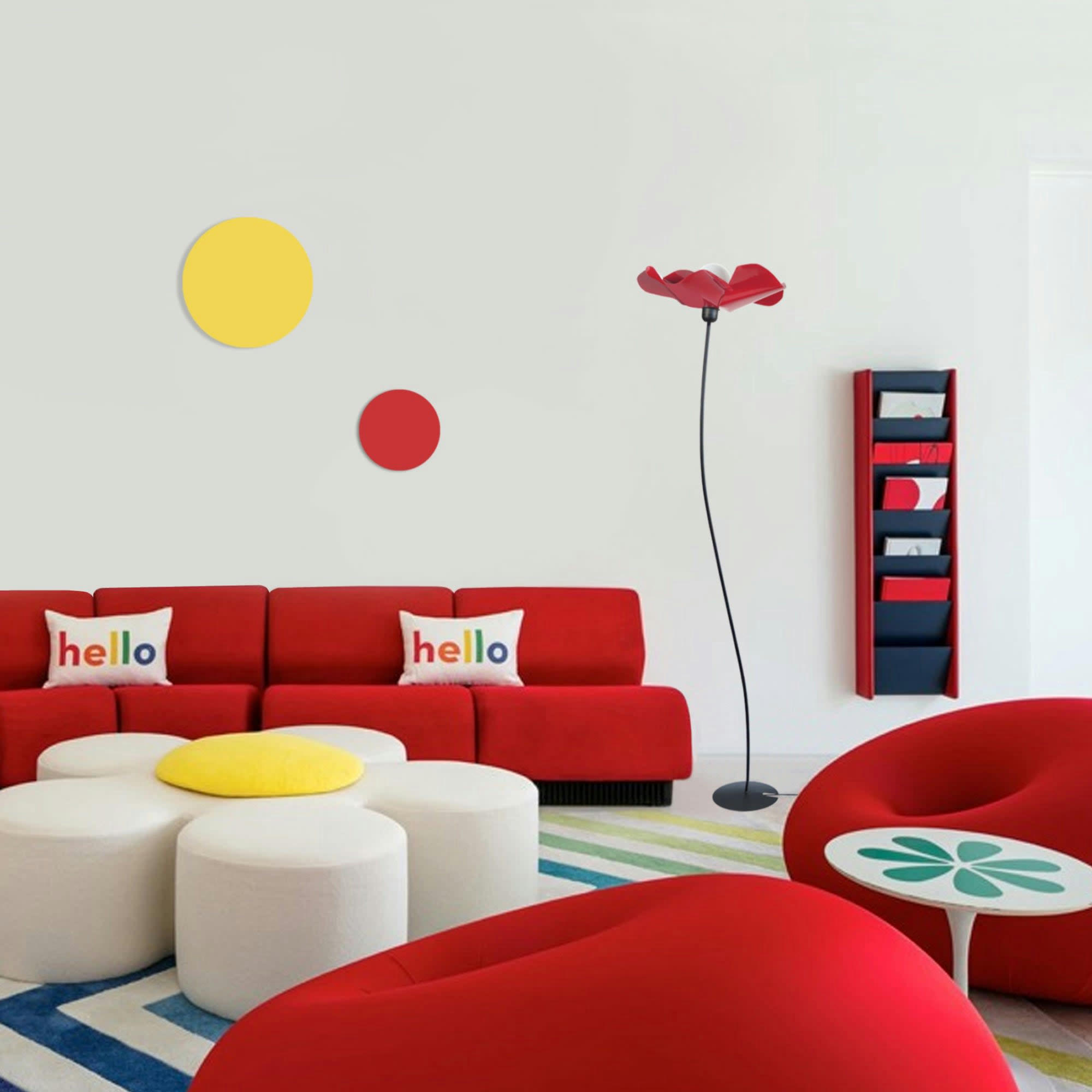 BLUME - Lampadaire métal noir et rouge