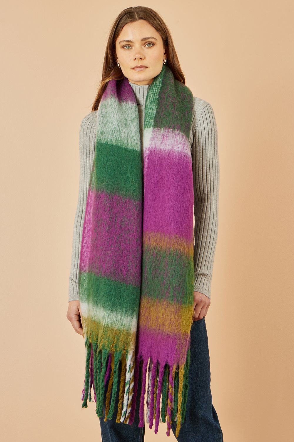 Yumi Multi-coloured Check Soft Scarf