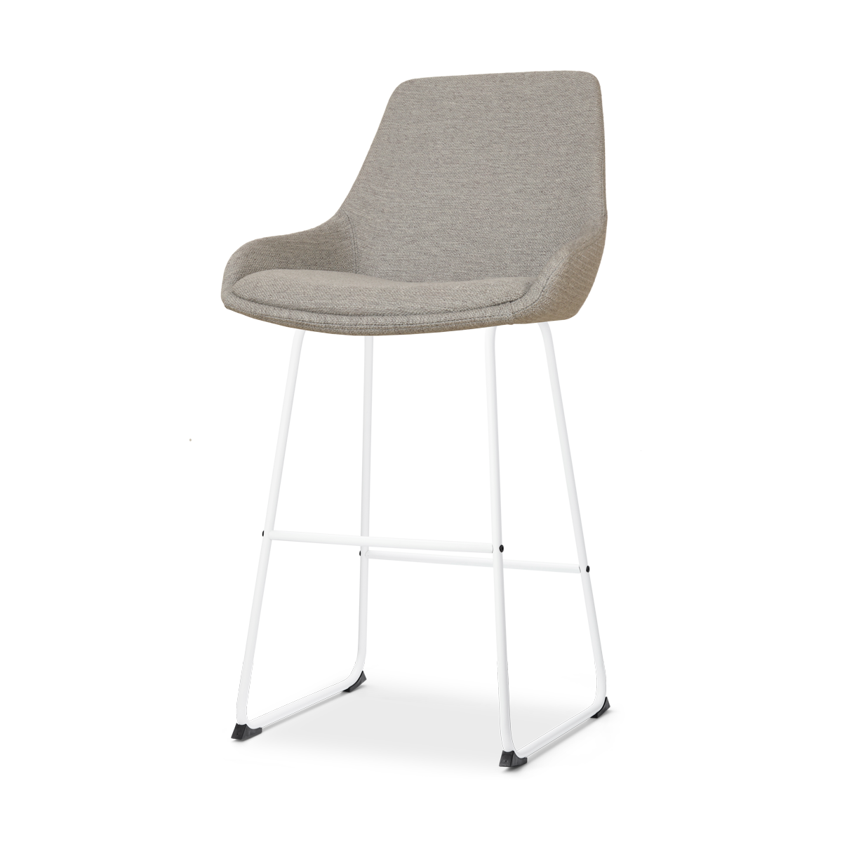 Nolon Nino-Isa Barkruk Warm Grijs - Stof - Wit Onderstel - 75 cm