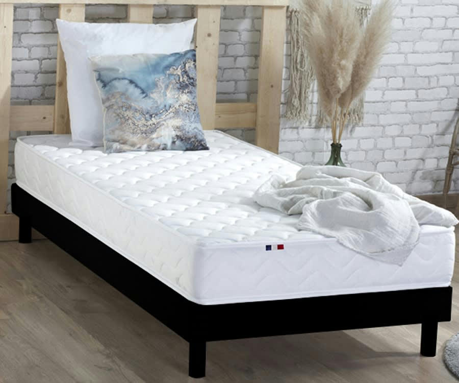 ENSEMBLE KIT INITIAL - Ensemble Matelas accueil latex sommier en Kit Anthracite 90x190