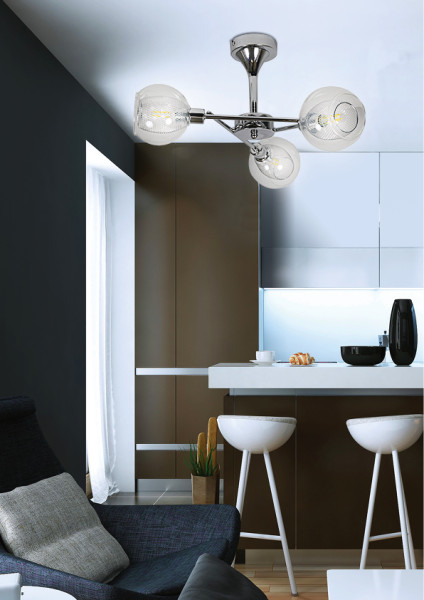 Lampa sufitowa chromowana bezbarwny OZZO 3xE14x40W Candellux
