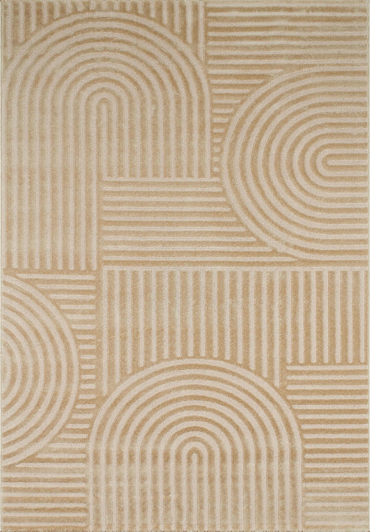 BIANCA - Tapis motif arc relief beige - 160x230
