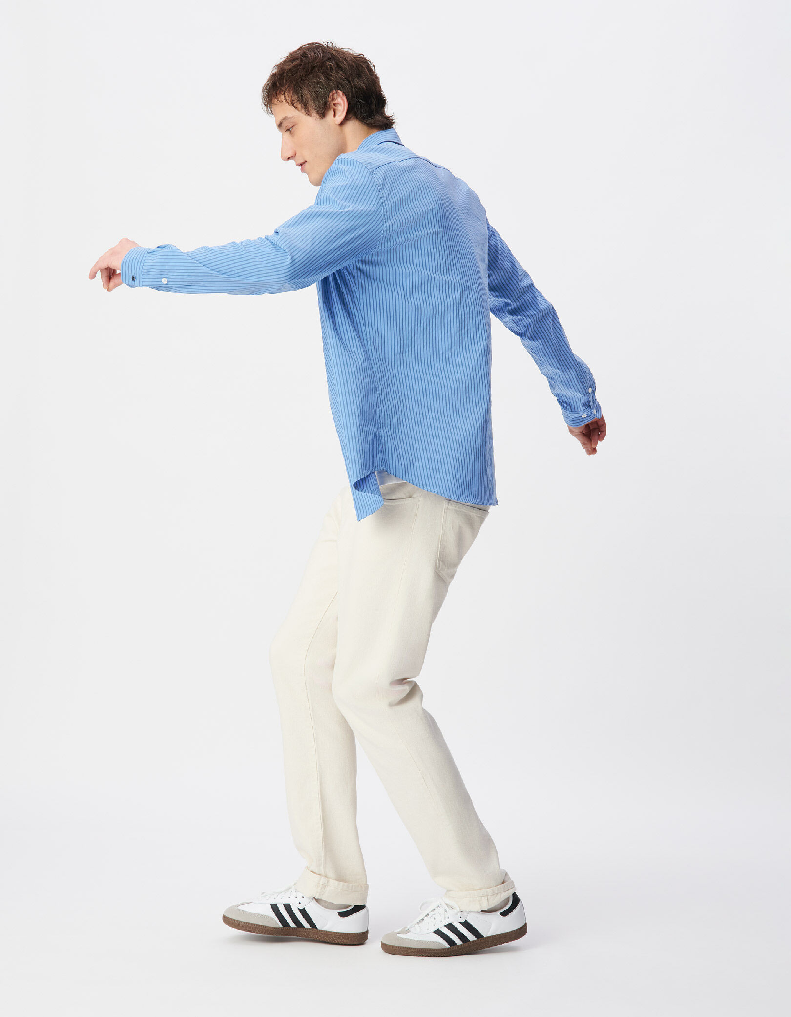 Chemise slim bleue rayée EASY CARE Homme