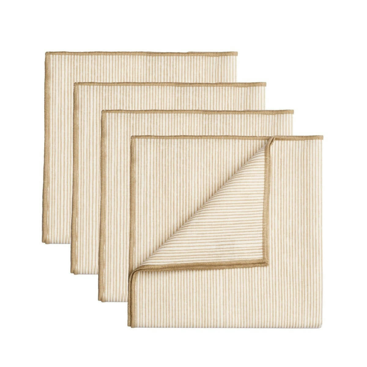 PINSTRIPE - Serviettes de table (x4) coton  45x45 sable
