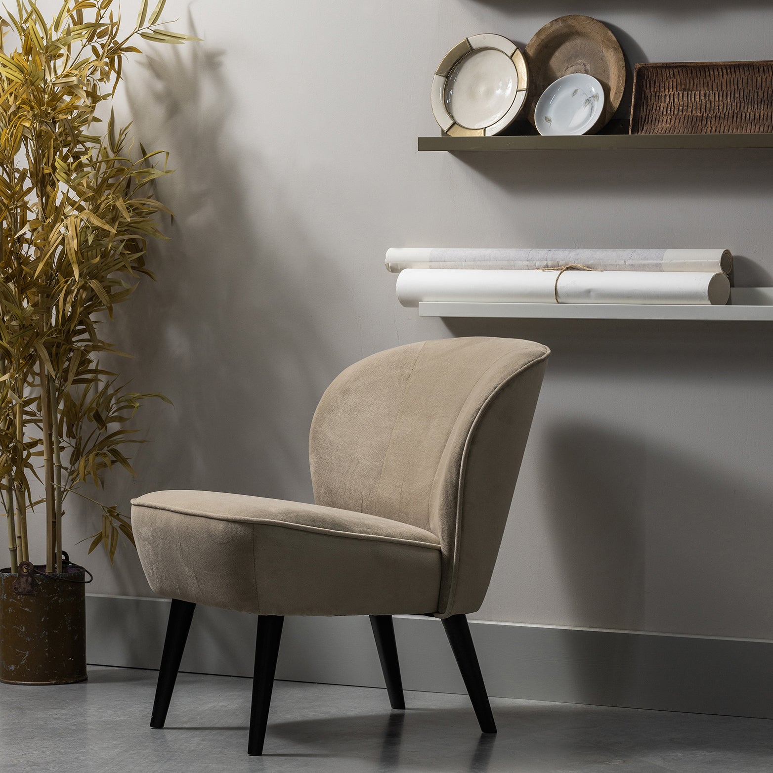 WOOOD Sara Fauteuil - Velvet - Khaki