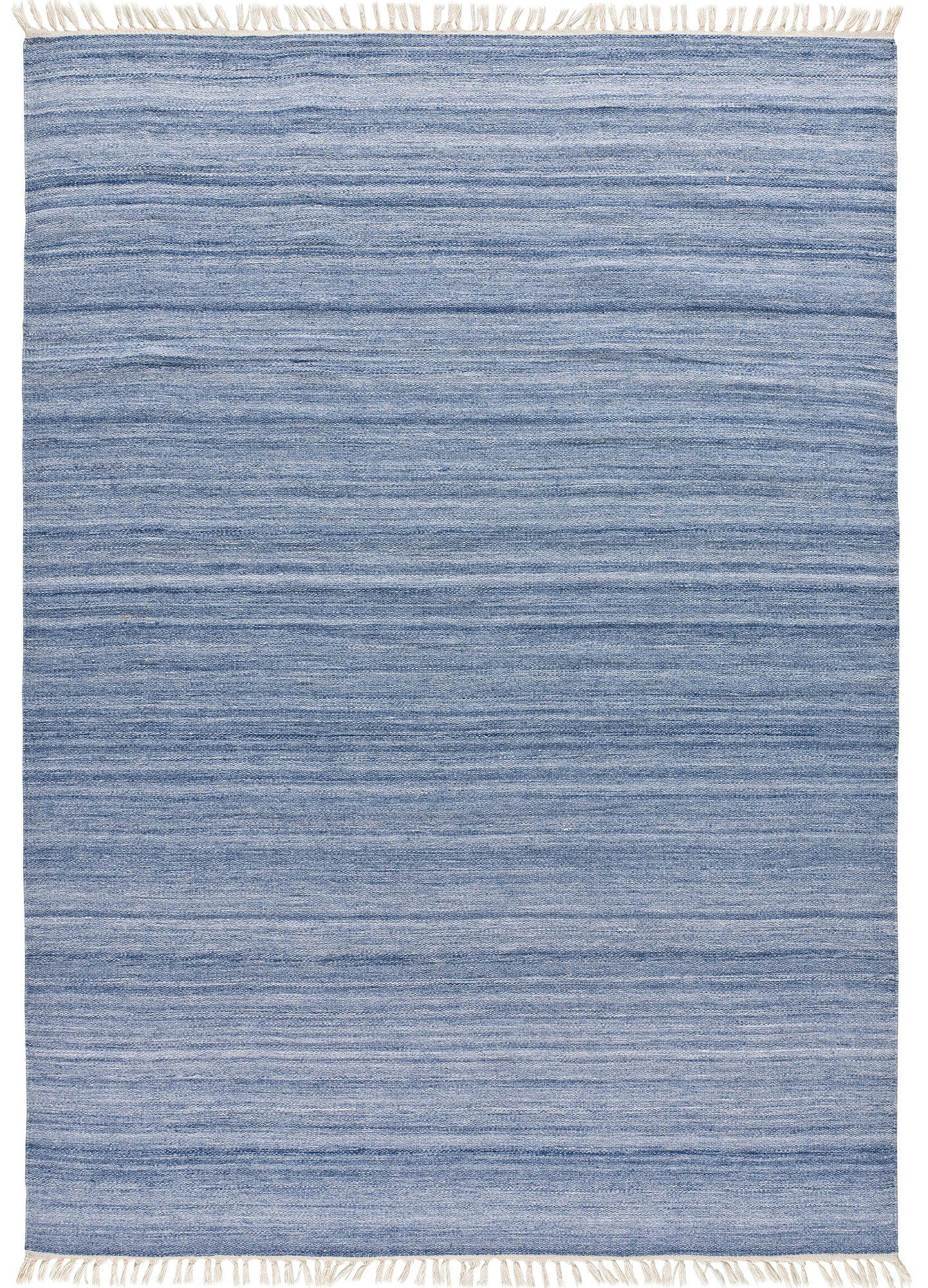 ECO-DHURRIE - Tapis fait main en pet recyclé en bleu, 80x150 cm