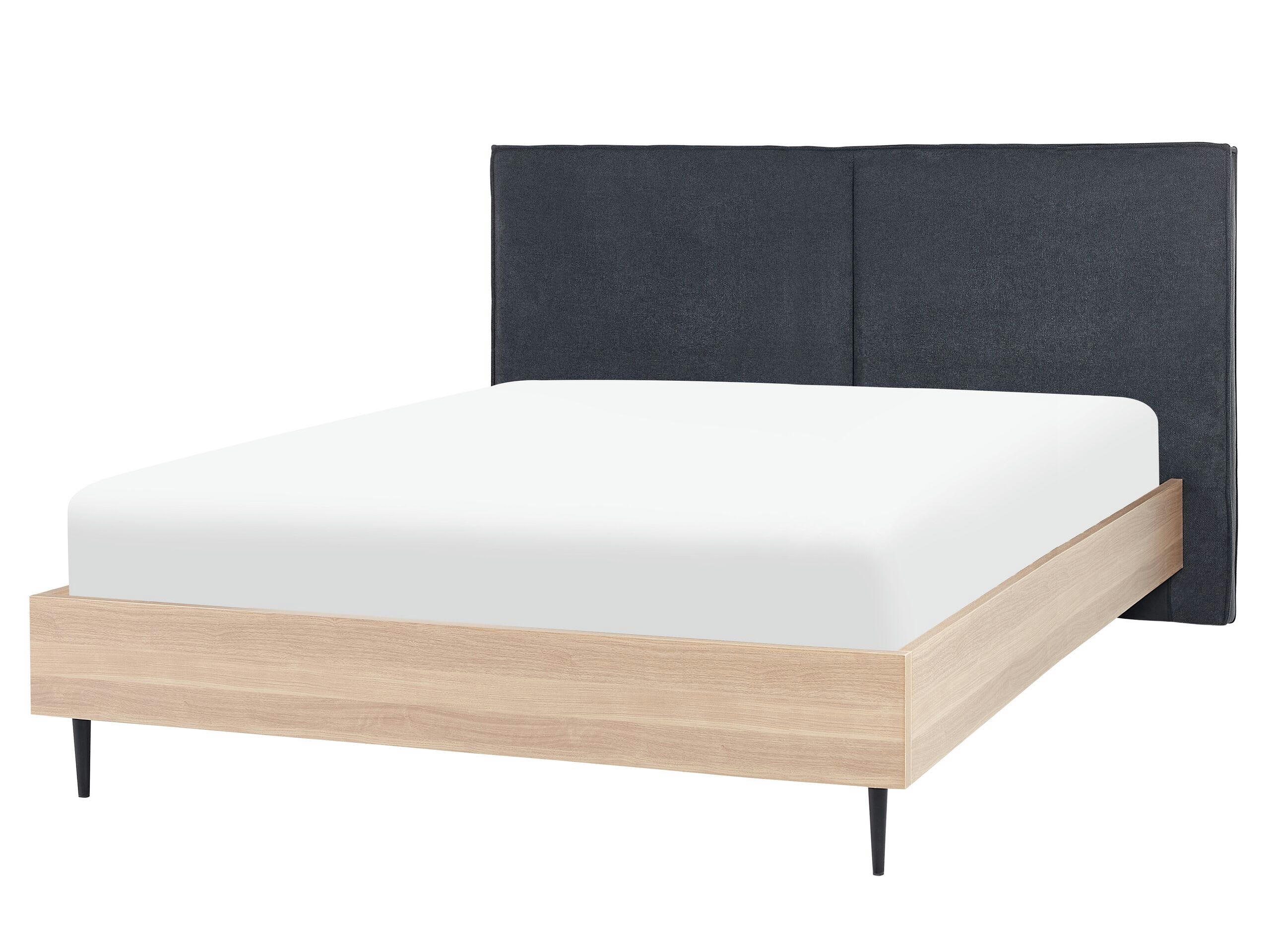 IZERNORE - Lit double en tissu gris 160x200