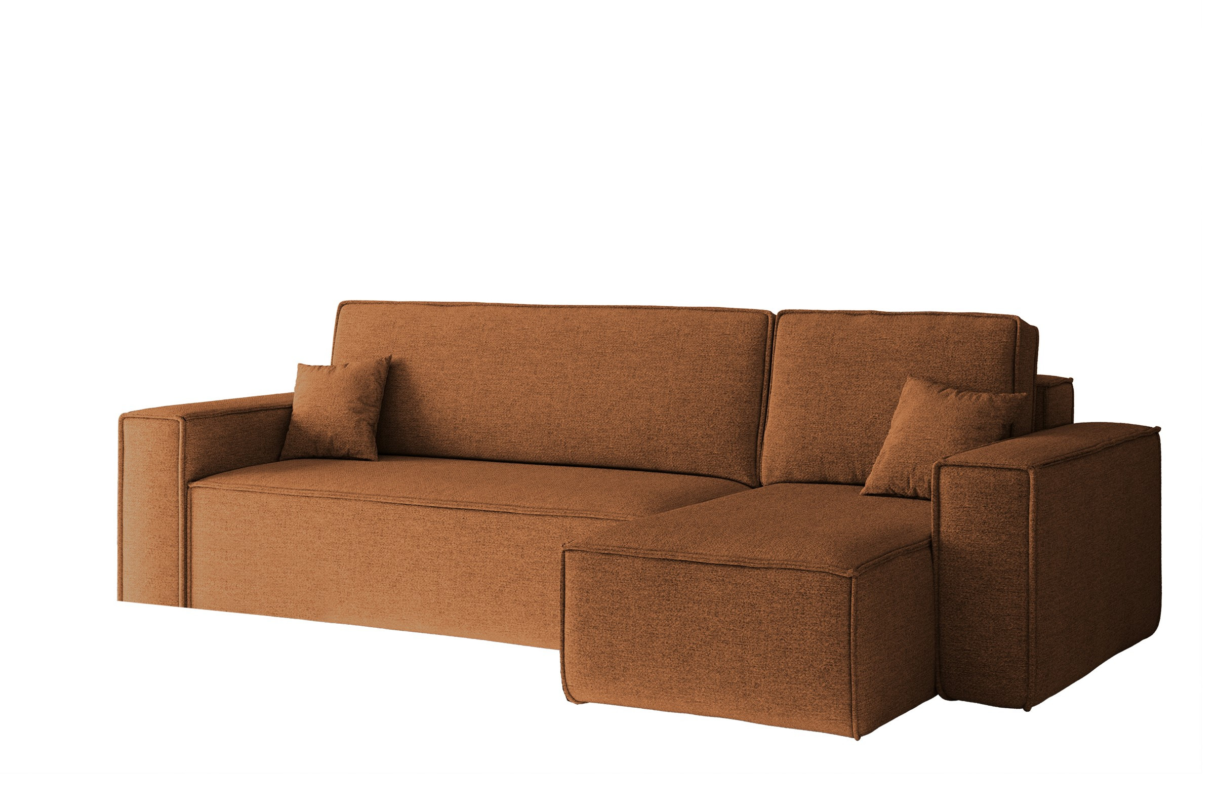 Sofa w kształcie L BEST narożnik tkanina Neve, Miedziany Prawostronny