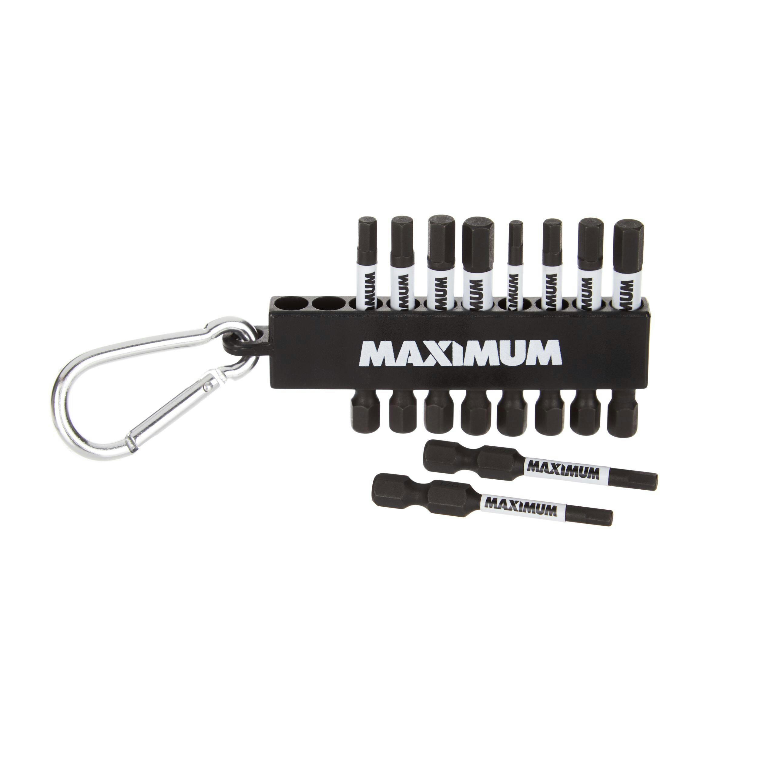 MAXIMUM Mixed Hex Bit Carabiner Clip Set, 10-pc