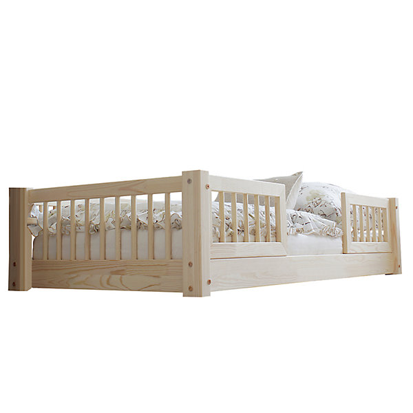 Lit 90x190 barrières et sommier inclus pieds 1 cm Adèle Bois
