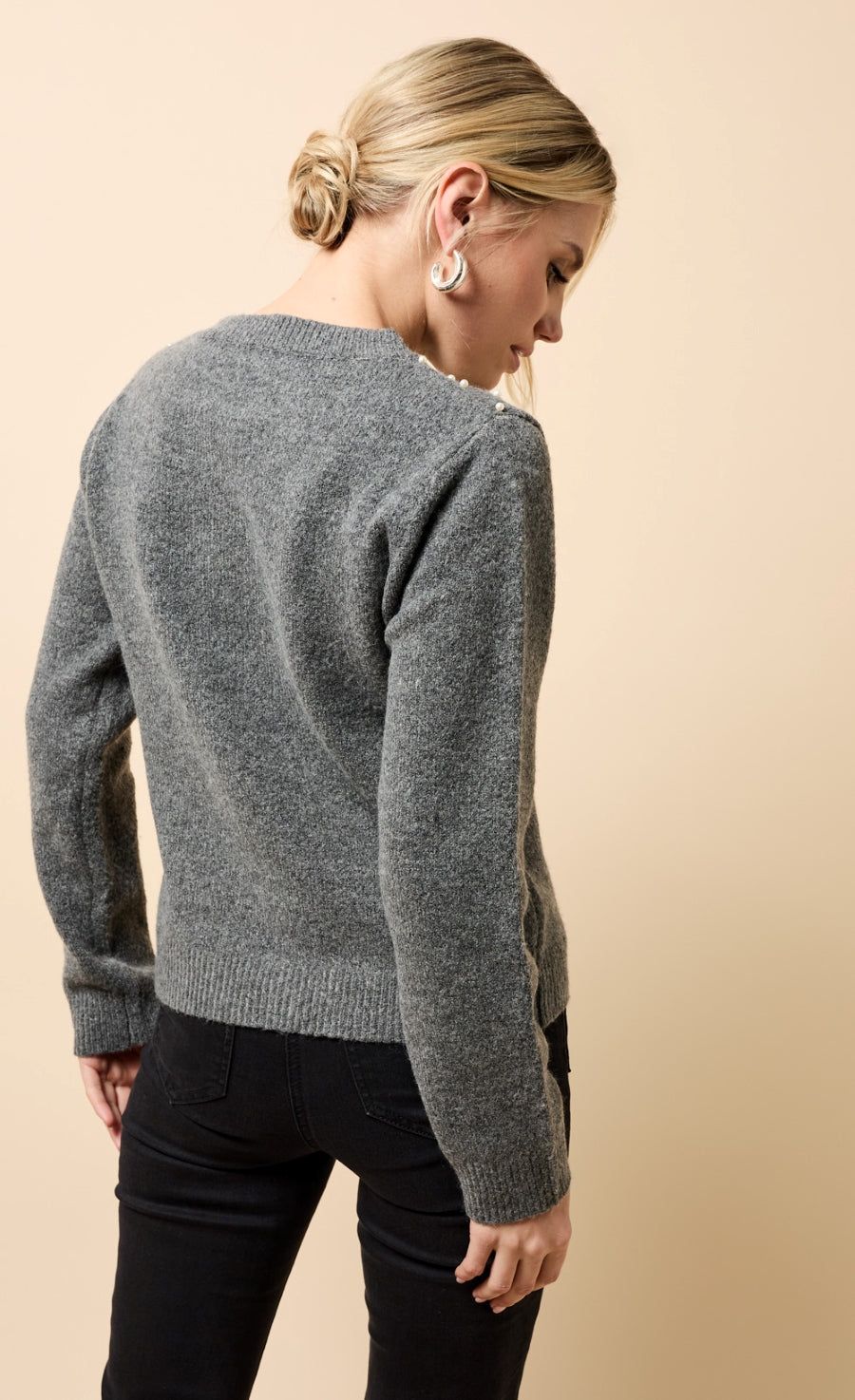 Little Mistress Grey Embelished Knitted Jumper