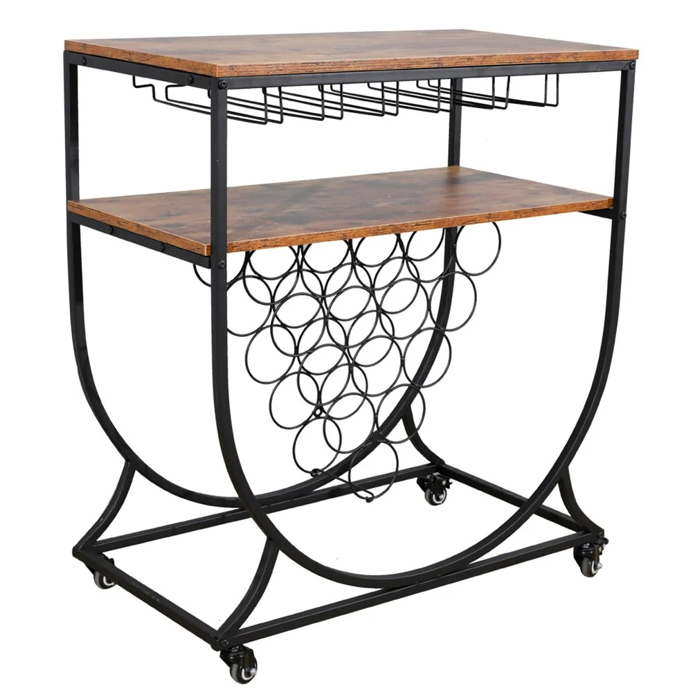 Wine Rack Cart with Glass Holder