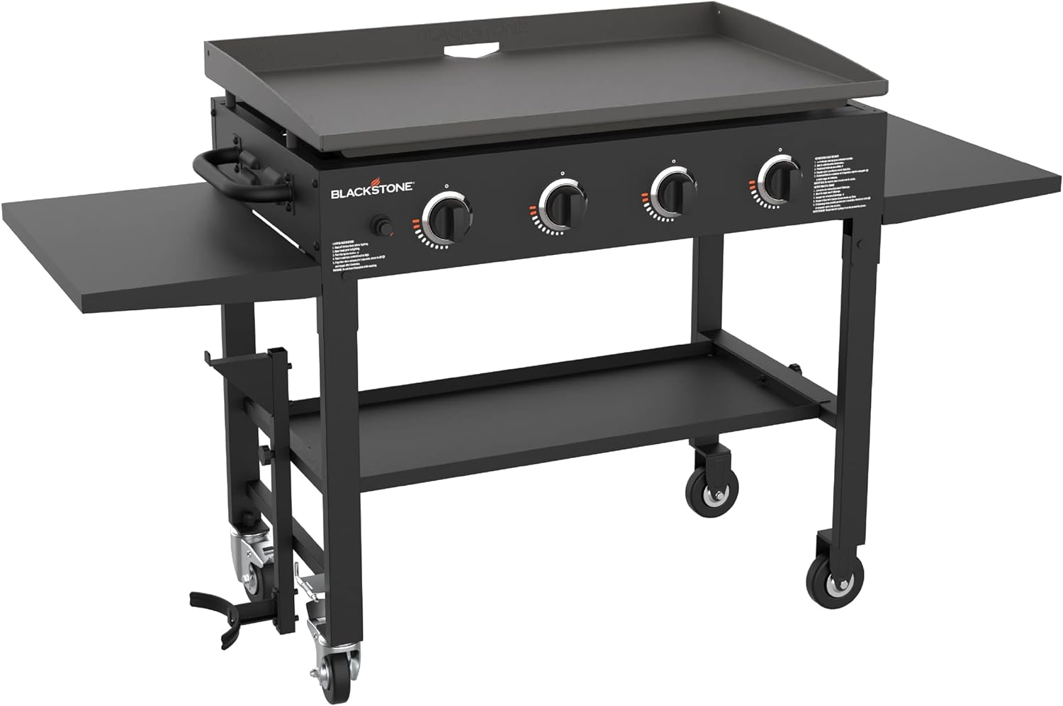 36 Gas Griddle Cooking Station 4 Burner Flat Top Gas Grill Propane Fueled Restaurant Grade Professional 36 Outdoor Griddle Station with Side Stands (1554)