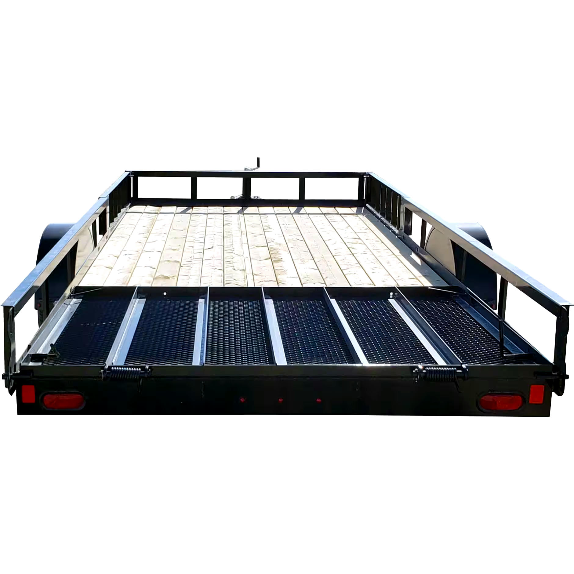 True North 83-in x 14-ft Utility Trailer Black with Gate & Side ATV Ramps