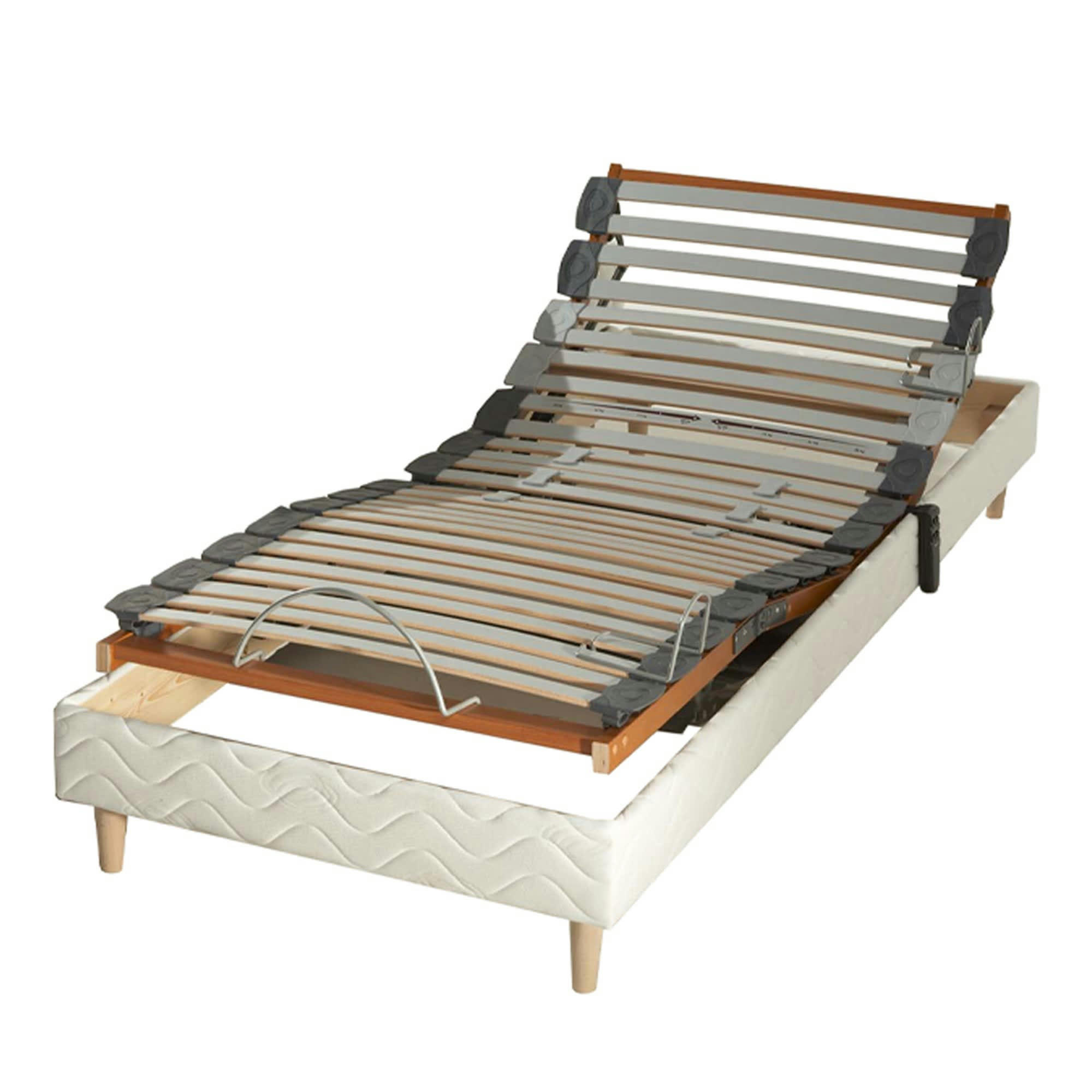 RELAX SOM BLANC - Sommier avec réglage fermeté au niveau lombaire 90x190