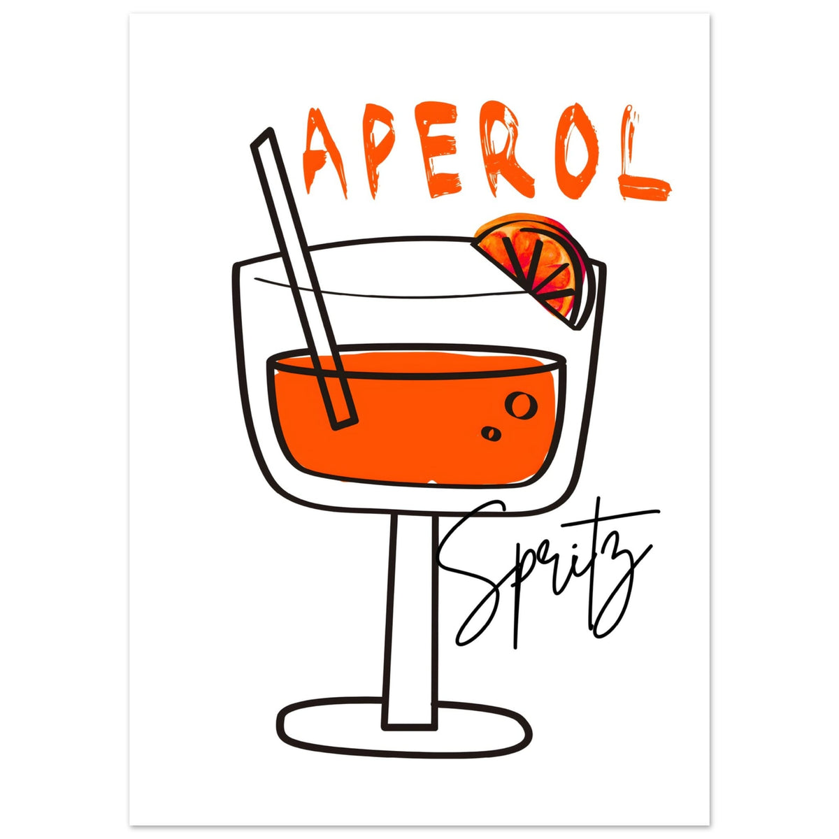 Artfulprints Poster Aperol Spritz - Minimalistic  - 50x70 cm - Oranje