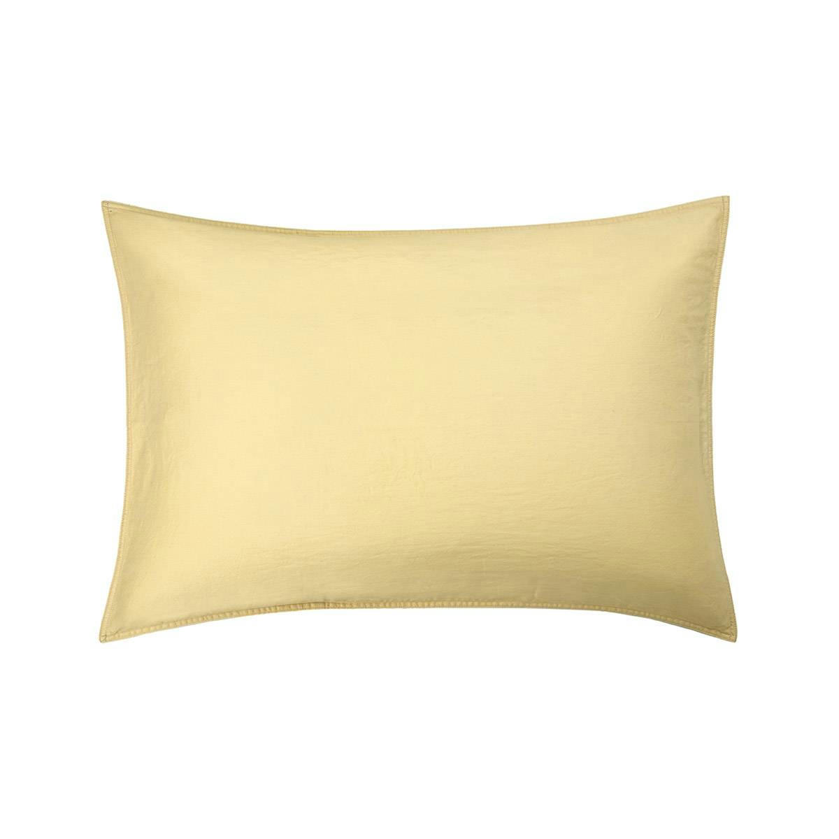 PALERME - Taie d'oreiller en satin de coton lavé jaune 50 x 75 cm