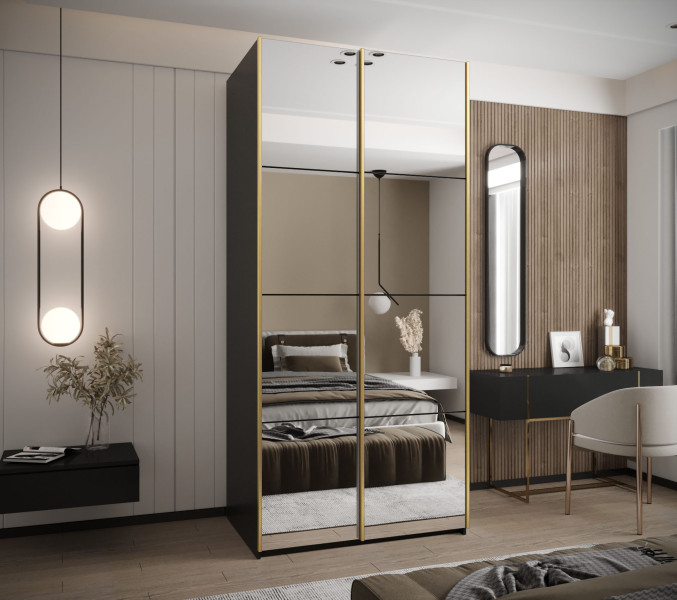 Szafa przesuwna 64 wysoka Lux 2 110 czarny czarny złoty