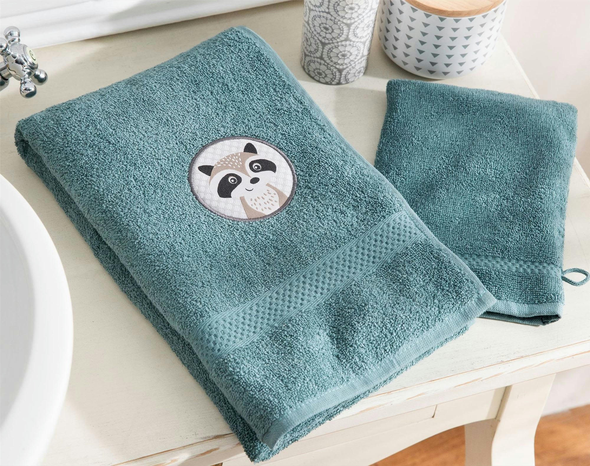 PETITES BETES - Drap de bain 70x130 bleu en coton