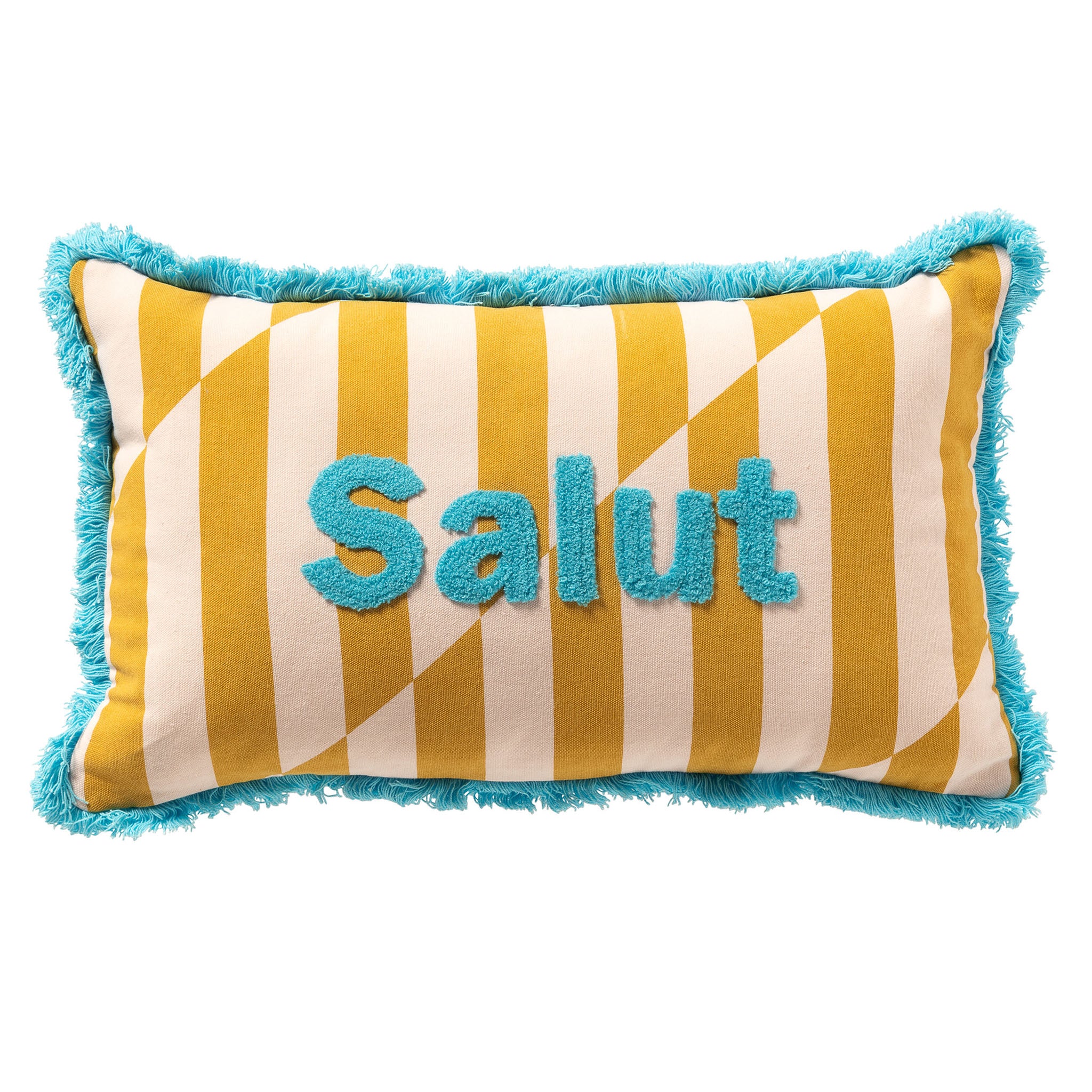 SALUT - sierkussen 30x50 cm - gestreept - 100% katoen - Mineral Yellow - geel