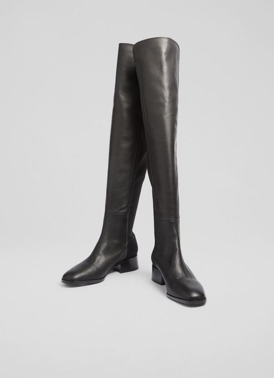 Dukely Black Half And Half Stretch Over The Knee Boot