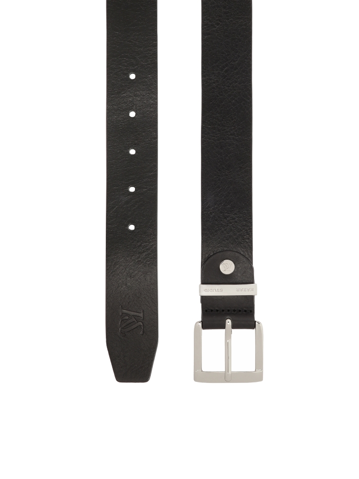 Black belt with logoed silver buckle unisex