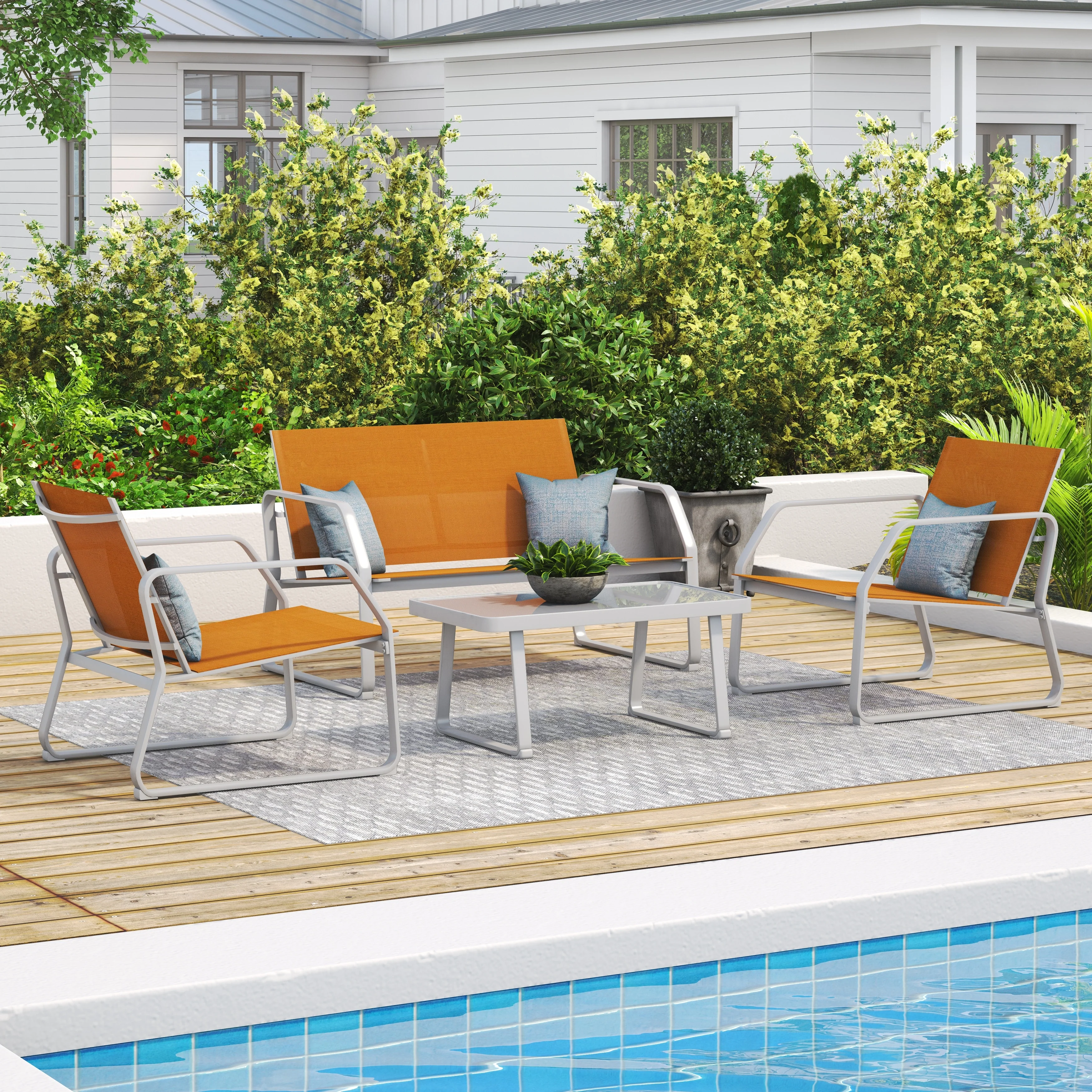 Corvus Yorkdale 4-piece Outdoor Sling Fabric Conversation Set