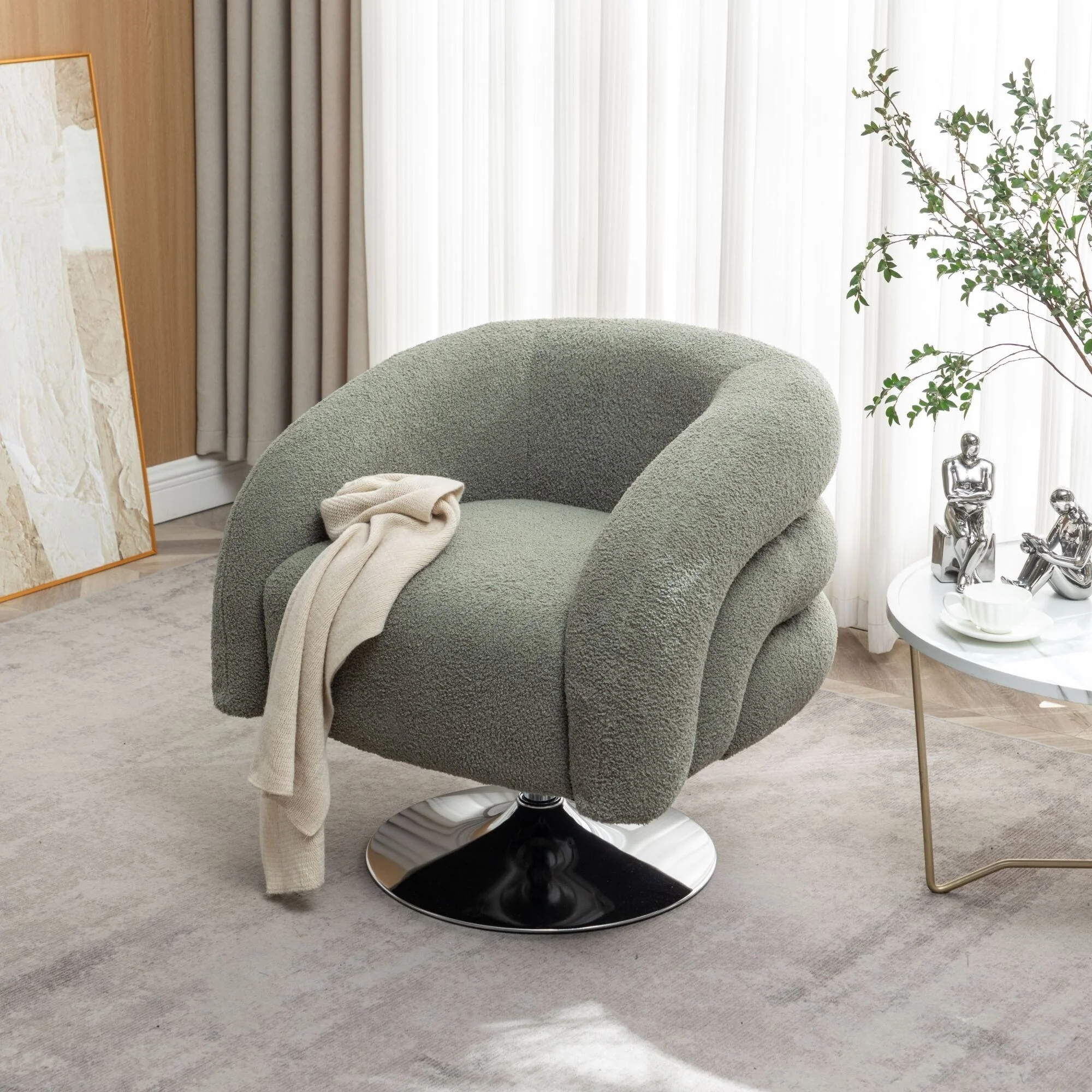 Soft and skin-friendly Teddy upholstered swivel chair