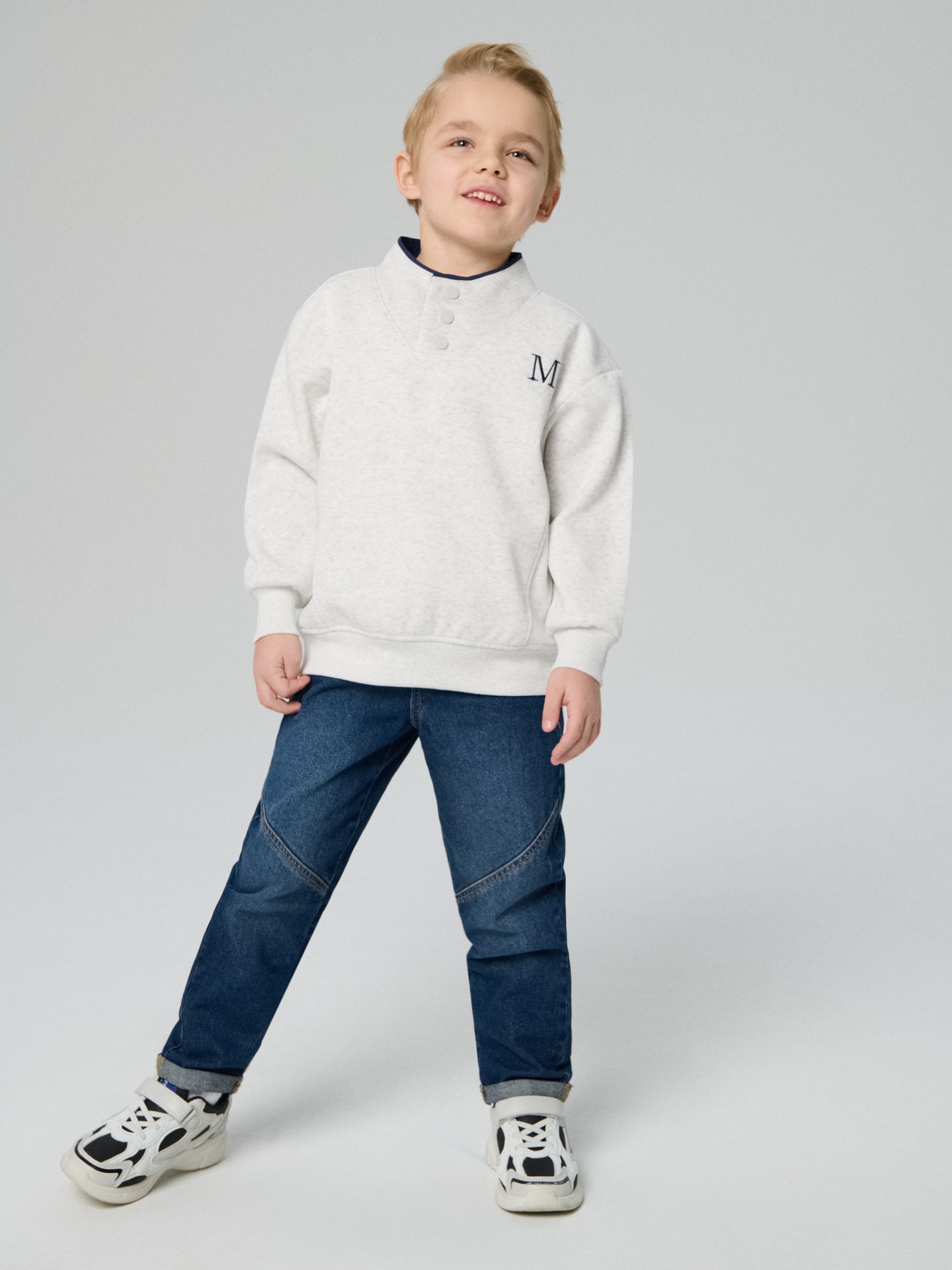 Bluza Crewneck z guzikami przy dekolcie