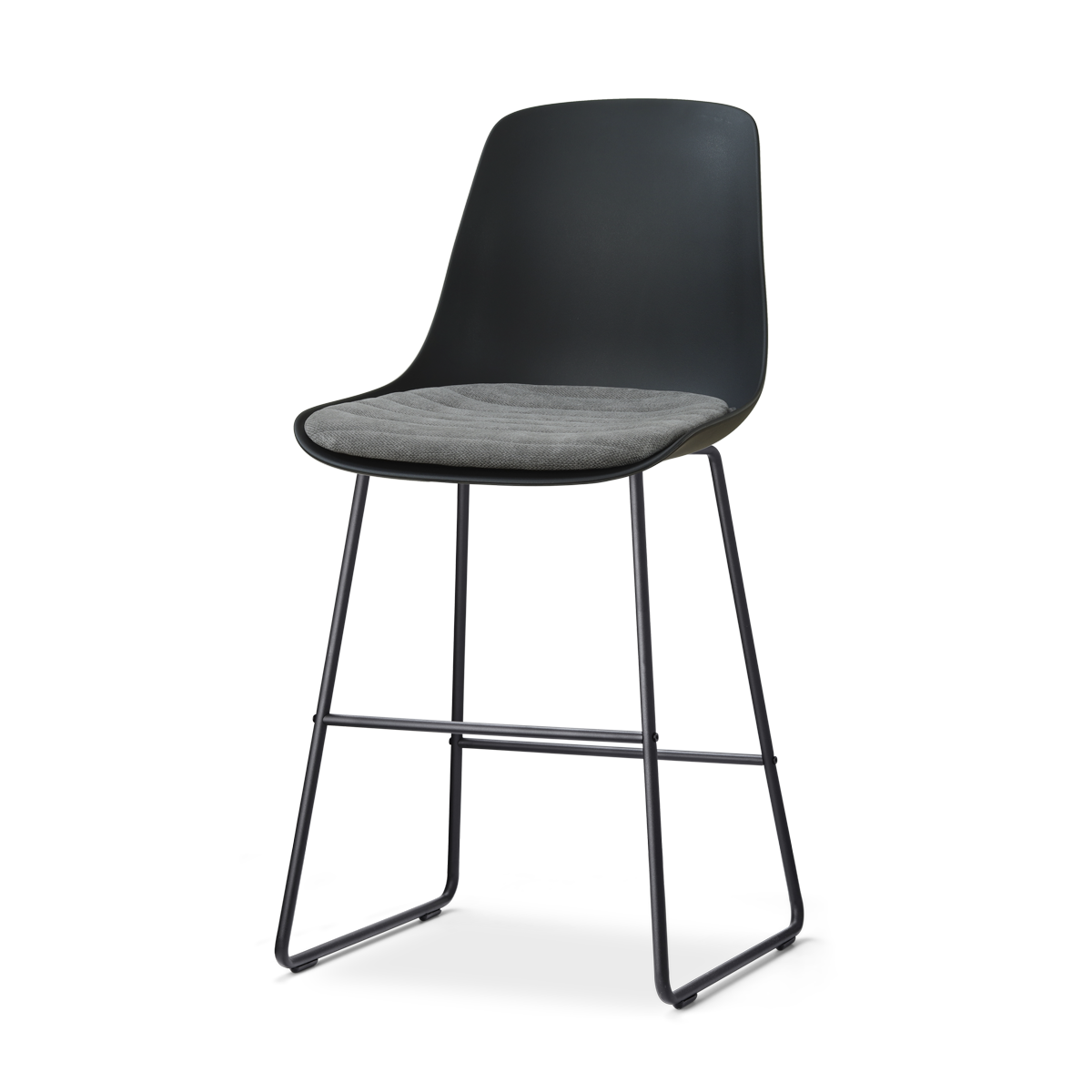 Nolon Nino-Liv Barkruk Zwart met Zeegrijs Zitkussen Zwart Onderstel 65 Cm
