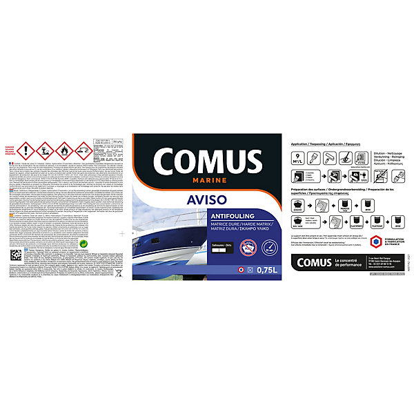 AVISO NB BLEU ROI 2,5L - Peinture antifouling à matrice dure pour bateaux rapides - COMUS MARINE
