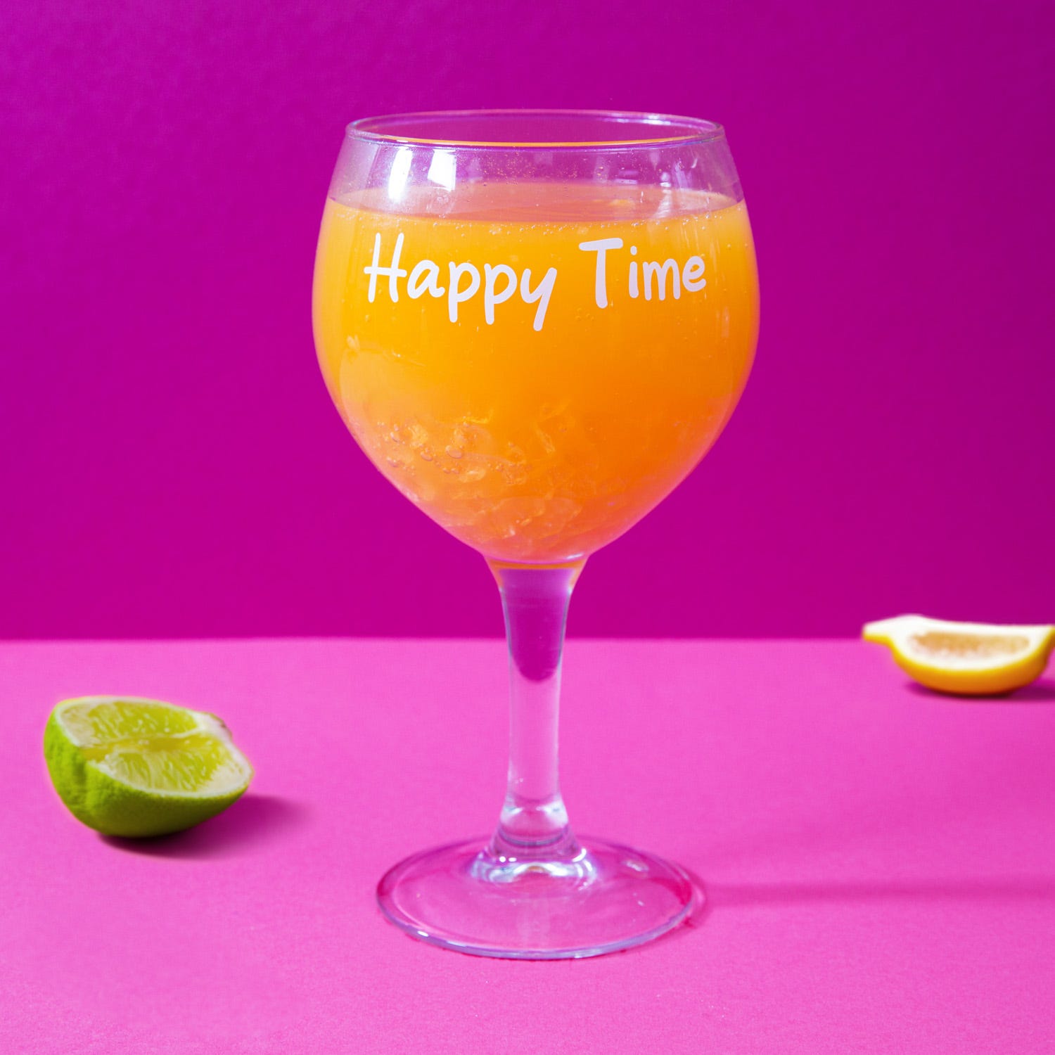 Calice in vetro scritta Happy time 620 ml