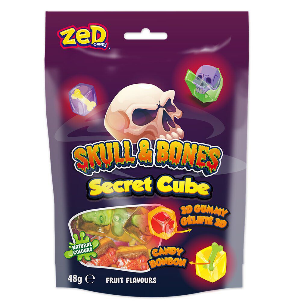 Bonbon à peler 84g Halloween Skull & Bones Secret Cube