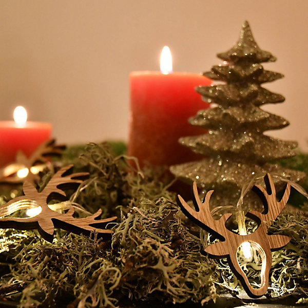 Guirlande lumineuse 10 Renne en bois - à piles - Chromex