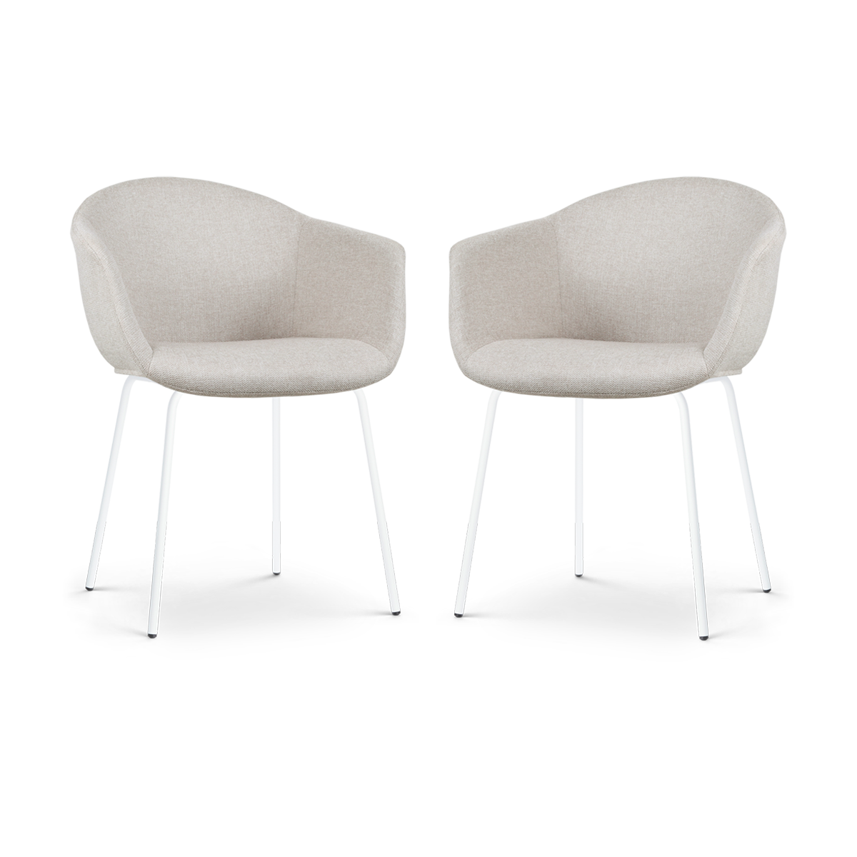 Nolon Nora-Otis Eetkamerstoelen Set van 2 - Beige - Witte Poten